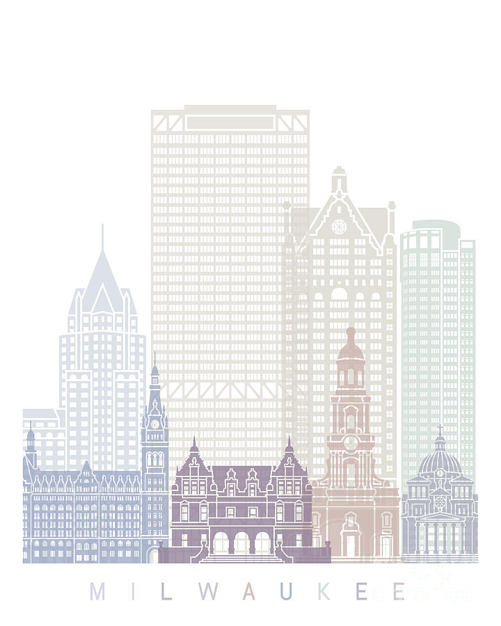 Milwaukee Skyline Poster Pastel Painting by Pablo Romero - Pixels
