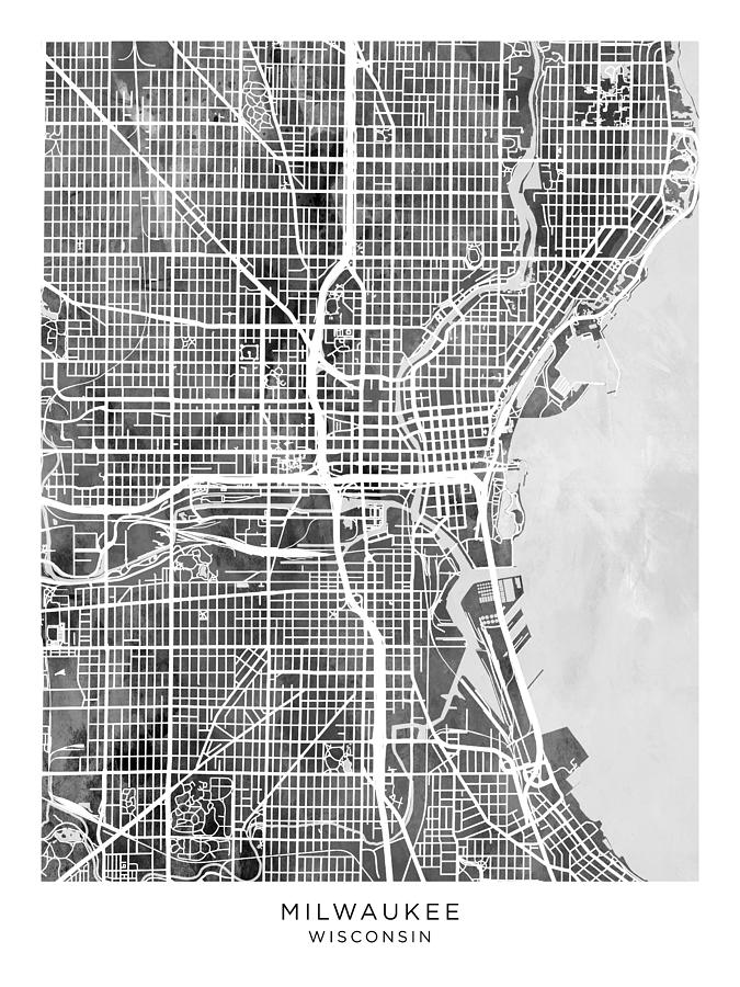 Milwaukee Digital Art - Milwaukee Wisconsin City Map #62 by Michael Tompsett