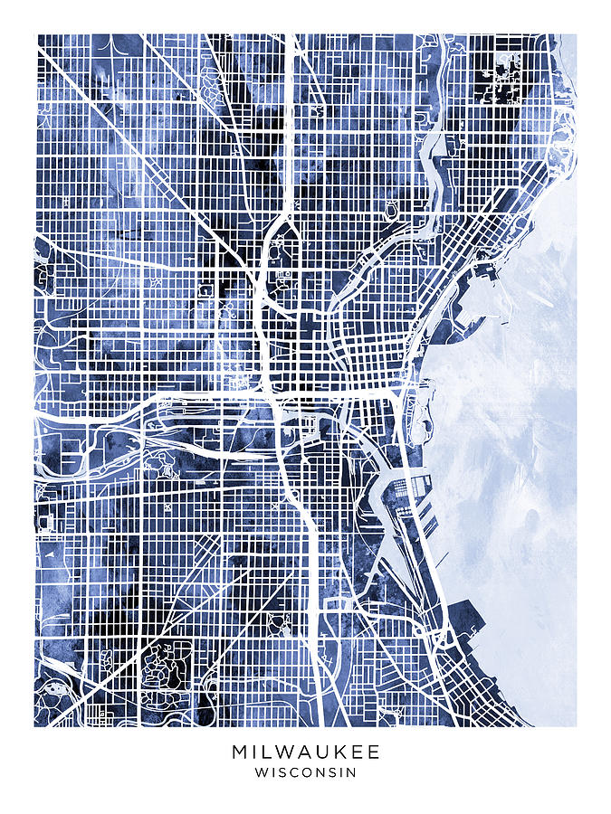 Milwaukee Digital Art - Milwaukee Wisconsin City Map #63 by Michael Tompsett