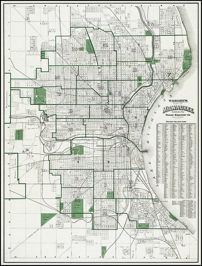 Milwaukee Wisconsin Historical Vintage Map 1909 Photograph by Carol ...