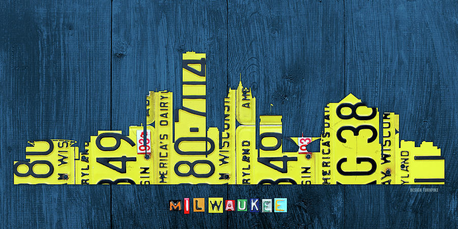 Milwaukee Mixed Media - Milwaukee Wisconsin License Plate Art Skyline City Slogan by Design Turnpike