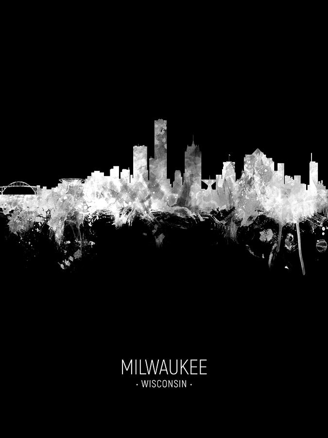 Milwaukee Digital Art - Milwaukee Wisconsin Skyline #72 by Michael Tompsett