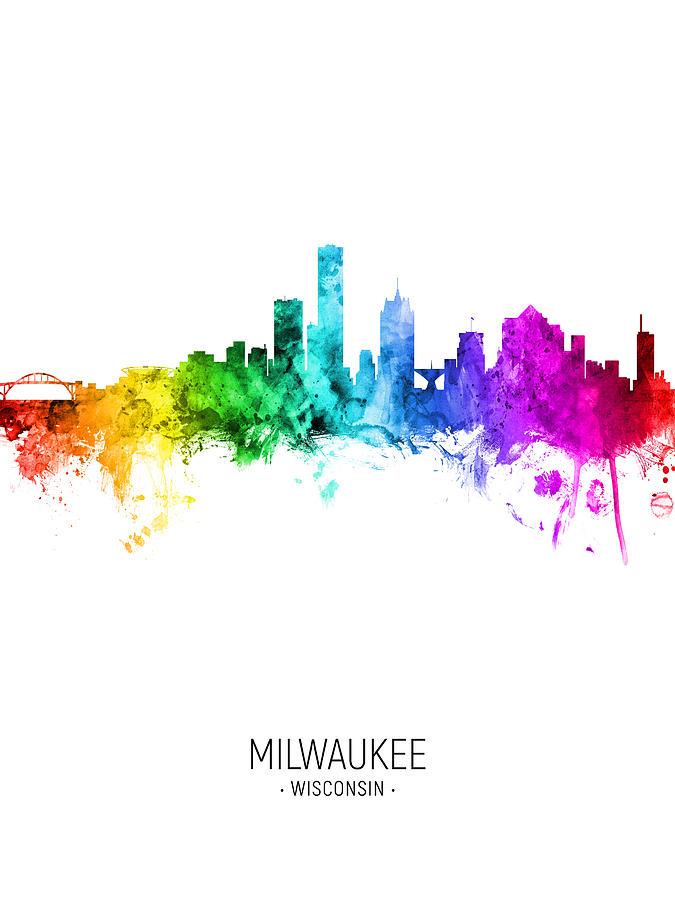Milwaukee Digital Art - Milwaukee Wisconsin Skyline #89 by Michael Tompsett