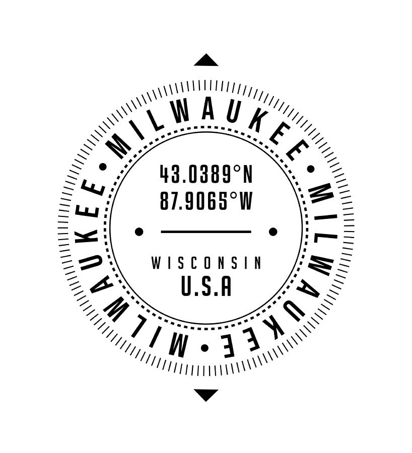 Milwaukee Digital Art - Milwaukee, Wisconsin, USA - 1 - City Coordinates Typography Print - Classic, Minimal by Studio Grafiikka