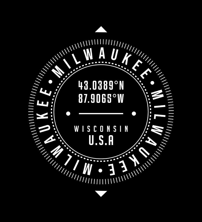 Milwaukee Digital Art - Milwaukee, Wisconsin, USA - 2 - City Coordinates Typography Print - Classic, Minimal by Studio Grafiikka