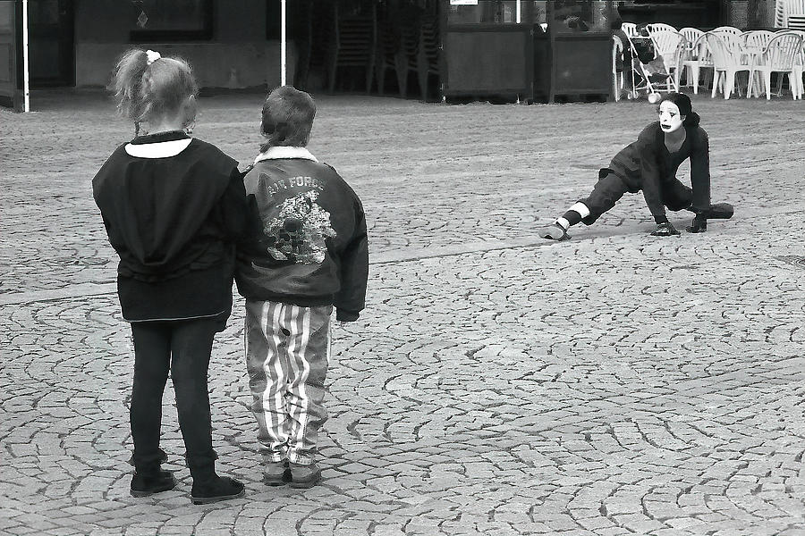 Mime and Children, Antwerp Photograph by Jerry Griffin