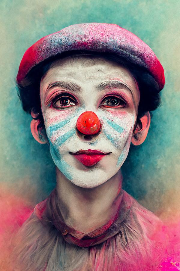 Mime Clown Portrait Painting by Vincent Monozlay
