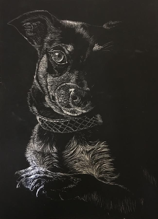 Min pin black and white Painting by Debbie Hornibrook