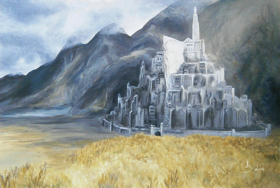 Minas Tirith Gondor beautiful landscape 2 - Handmade oil painting on canvas  on demand