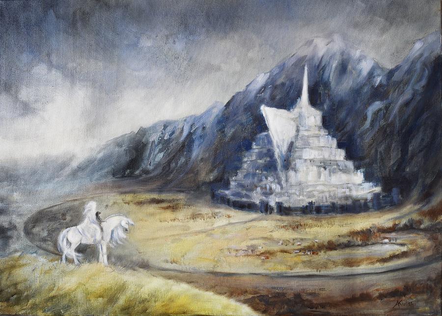 Minas Tirith besieged fan art 2 - Handmade oil painting on canvas on demand