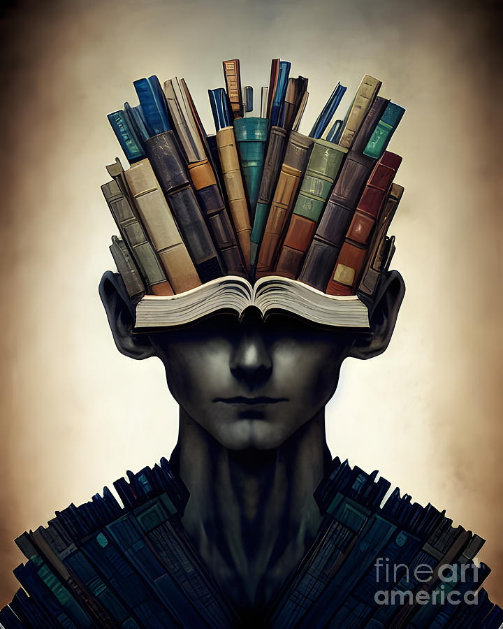 Mind Made Of Books Mixed Media by Artvizual Premium
