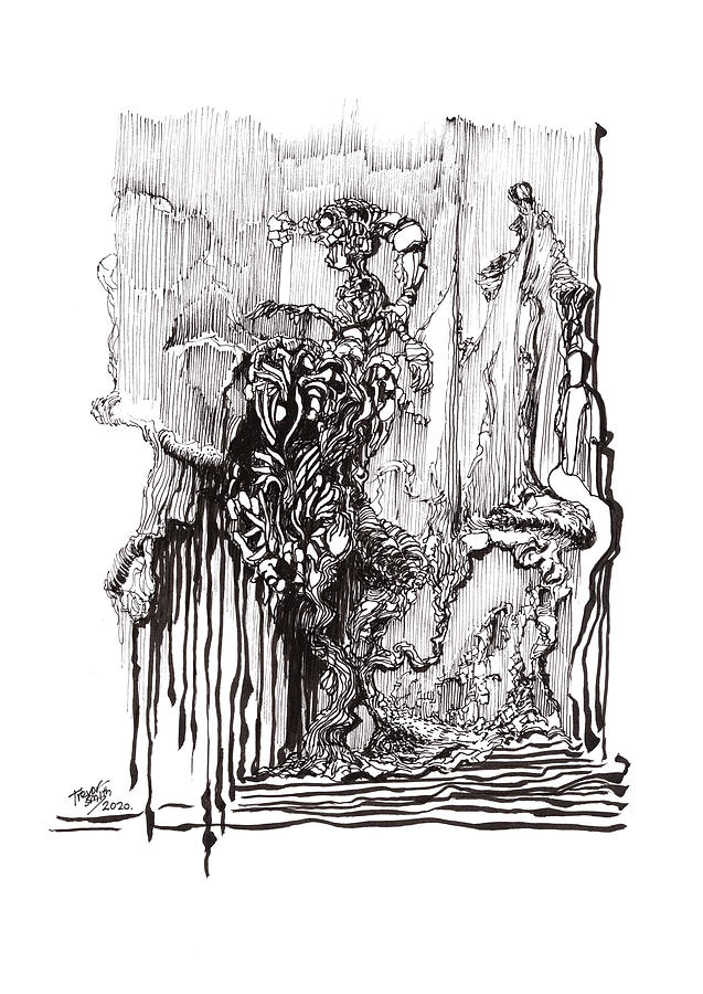 Mindscape Series no. 11 White Edtion Drawing by Trevor Stephen Smith