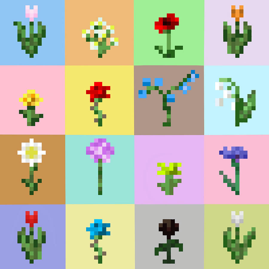 Minecraft flowers cool Painting by Clark Cameron - Pixels