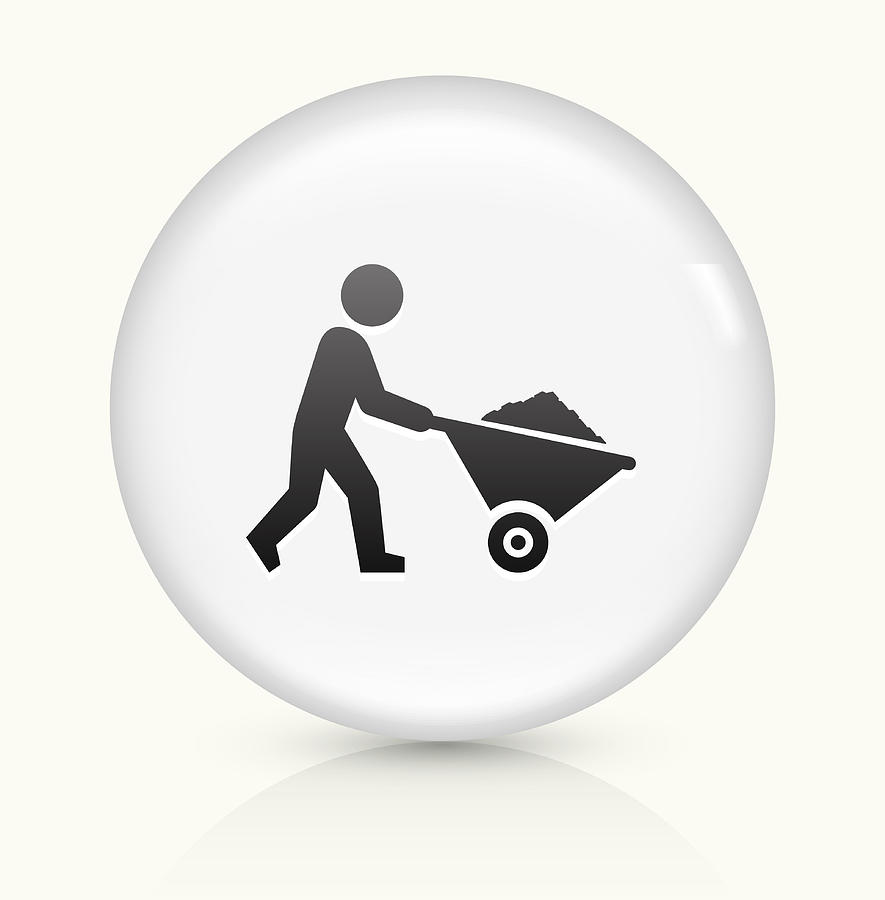 Miner Mining icon on white round vector button Drawing by Bubaone