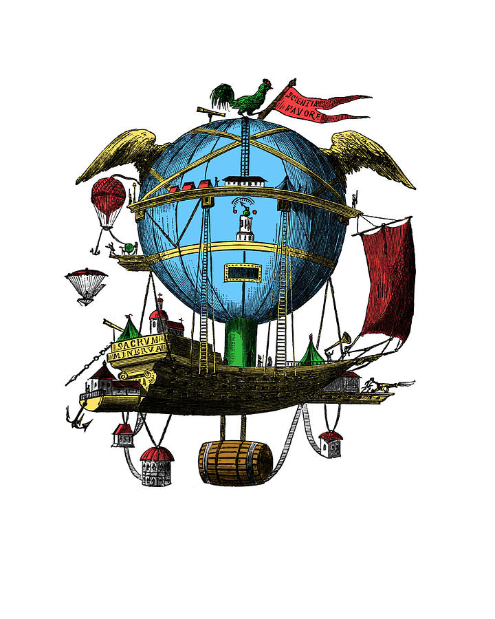 Fantasy Digital Art - Minerva hot air balloon by Madame Memento