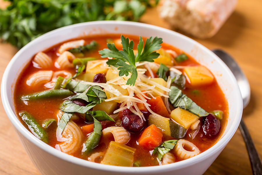 Minestrone Soup with Pasta, Beans and Vegetables Photograph by Olgna