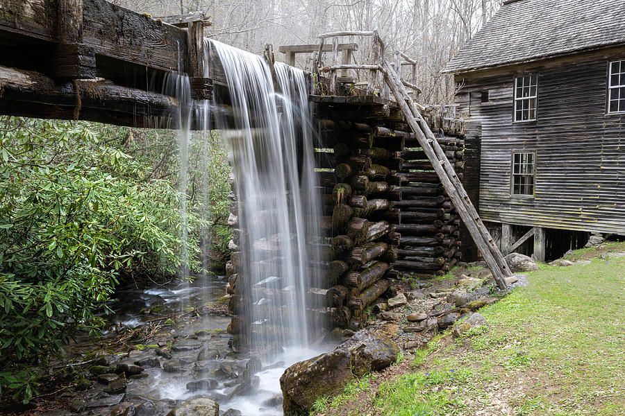 Waterfall Photograph - Mingus Mill Great Smoky Mountains by Photos by Thom