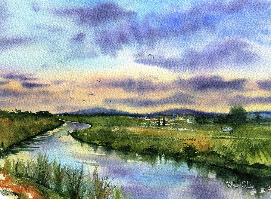 Minho River Portugal Painting Painting by Dora Hathazi Mendes