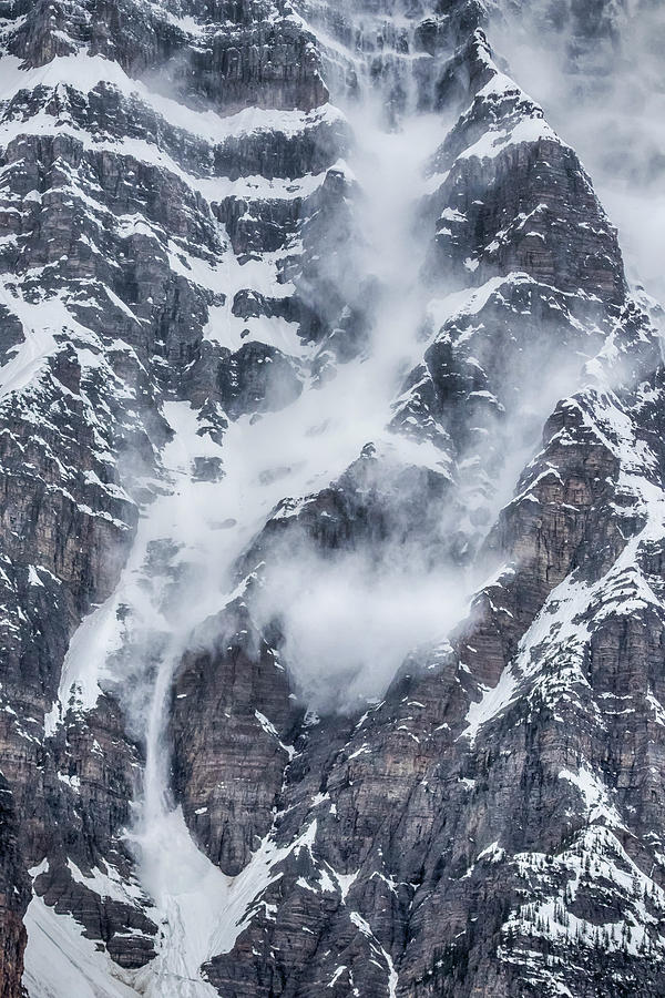 Mini Avalanche Above Waterfowl Lake, No. 1 Photograph by Belinda Greb