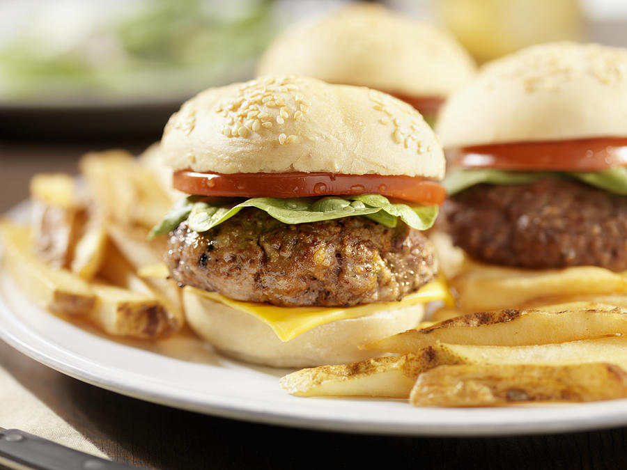 Mini CheeseBurgers with Lettuce and Tomato Photograph by LauriPatterson