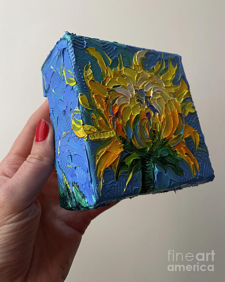MINI CHRYSANTHEMUM - 3D canvas painted edges view 2 Painting by Mona Edulesco