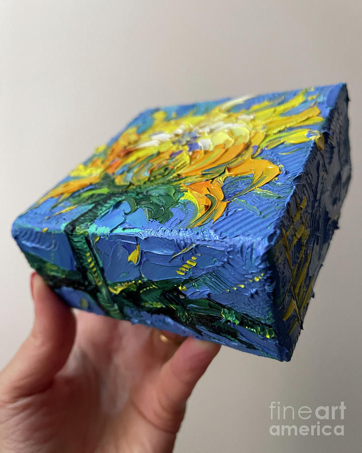 MINI CHRYSANTHEMUM - 3D canvas painted edges view 3 Painting by Mona Edulesco