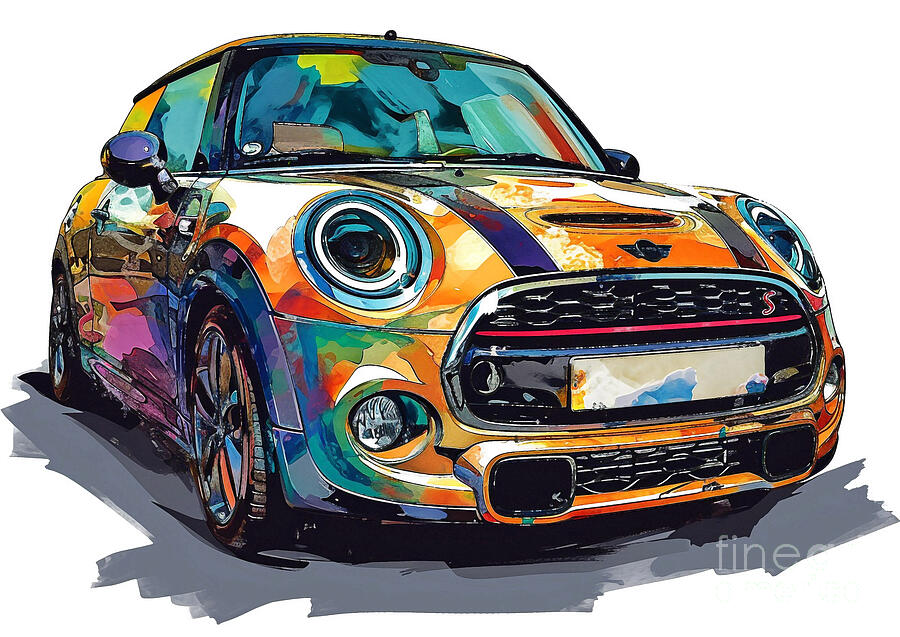 Car Painting - Mini Cooper SD auto vibrant colors by Clark Leffler