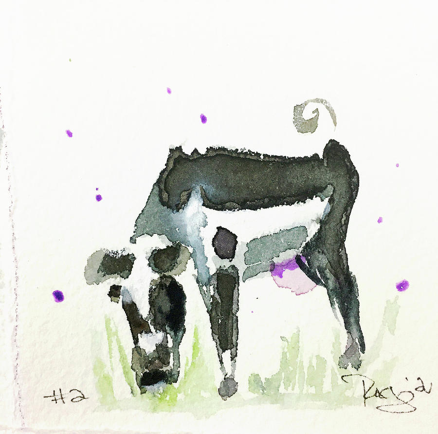 Mini Cow 2 Painting by Roxy Rich