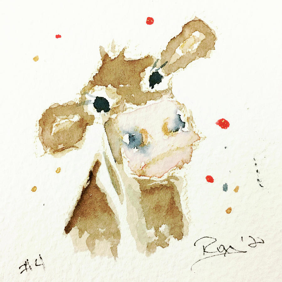 Mini Cow 4 Painting by Roxy Rich