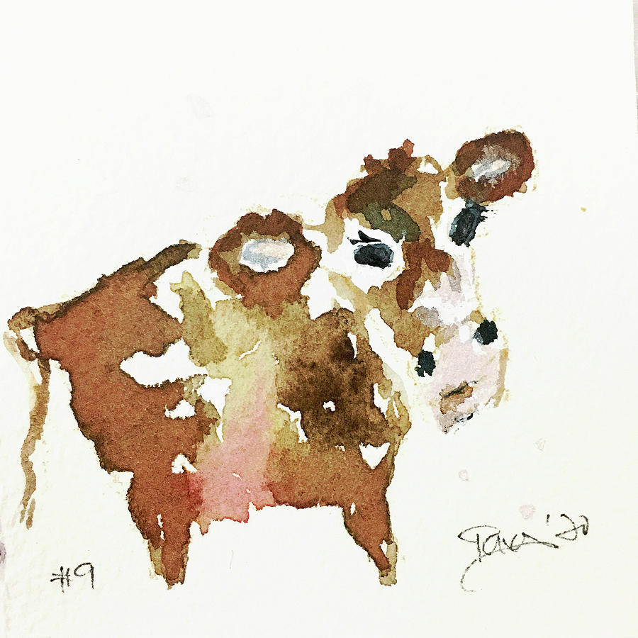 Mini Cow 9 Painting by Roxy Rich