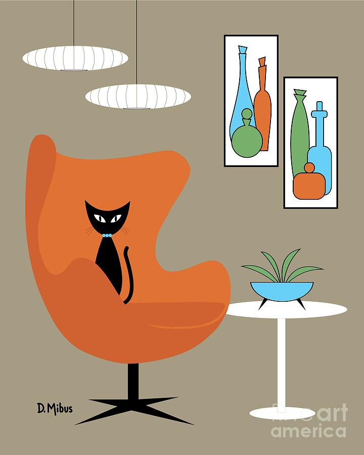 Mini Decanters Orange Egg Chair Digital Art by Donna Mibus