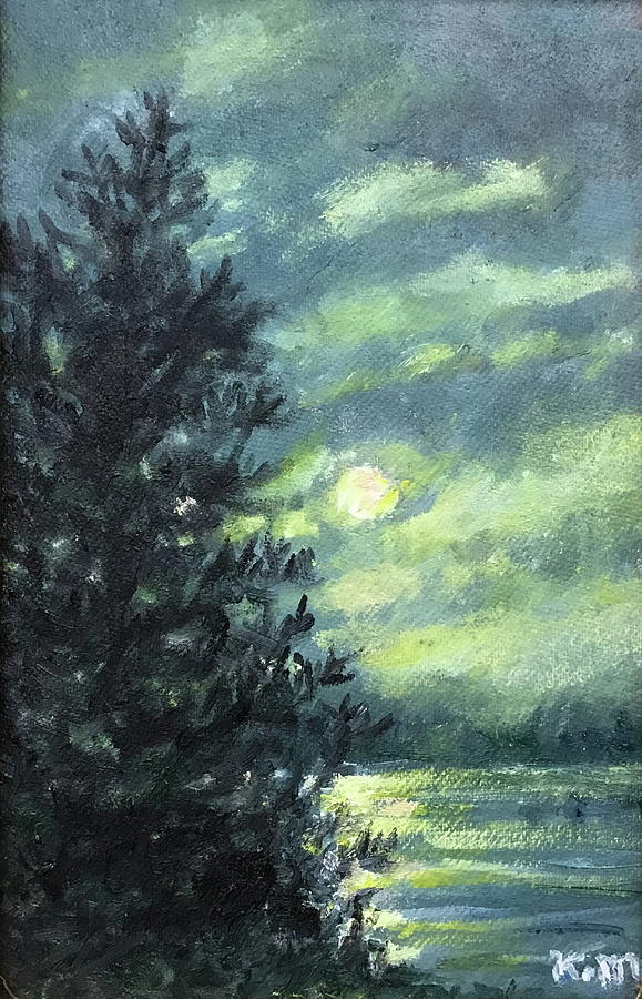 Mini Nocturne in Green Painting by Kathleen McDermott