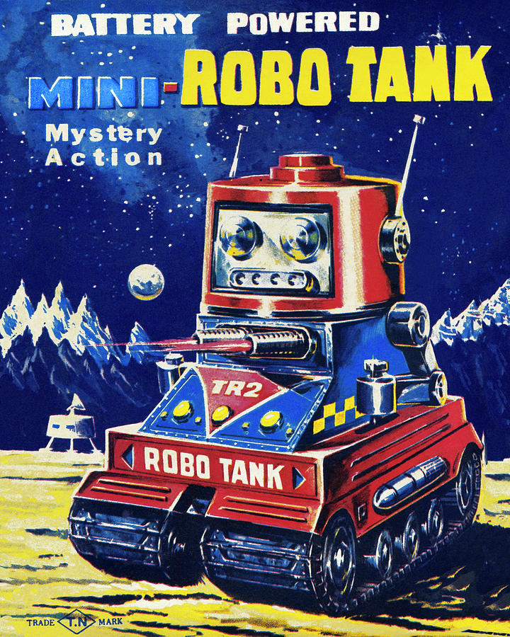 Vintage Drawing - Mini-Robo Tank by Vintage Toy Posters