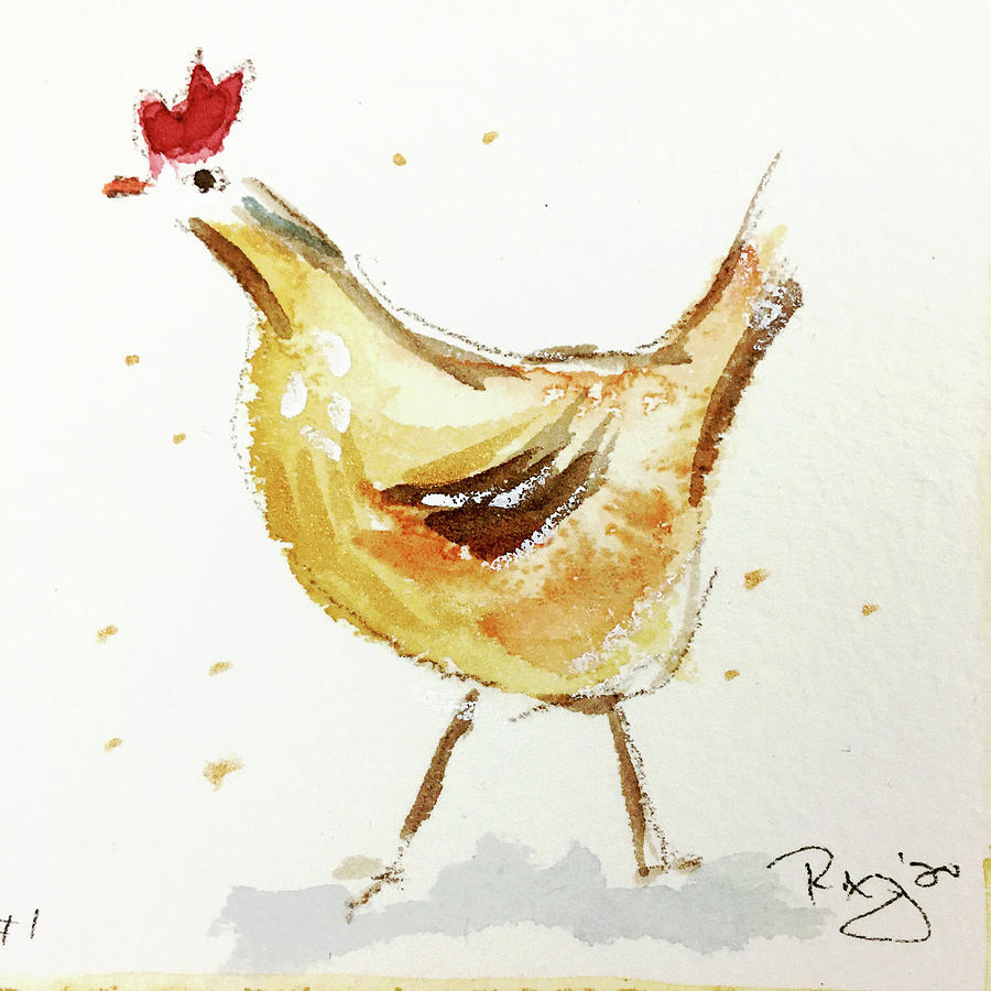 Mini Rooster 1 Painting by Roxy Rich