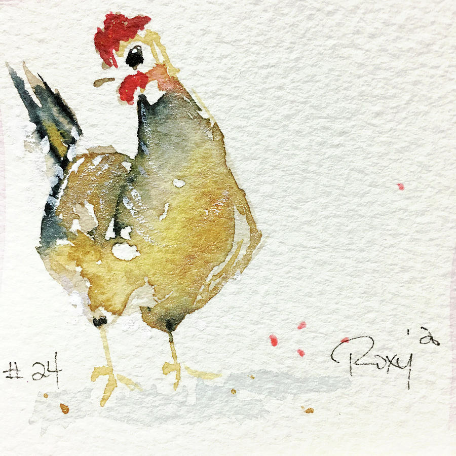 Mini Rooster 24 Painting by Roxy Rich