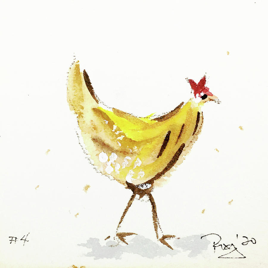 Mini Rooster 4 Painting by Roxy Rich