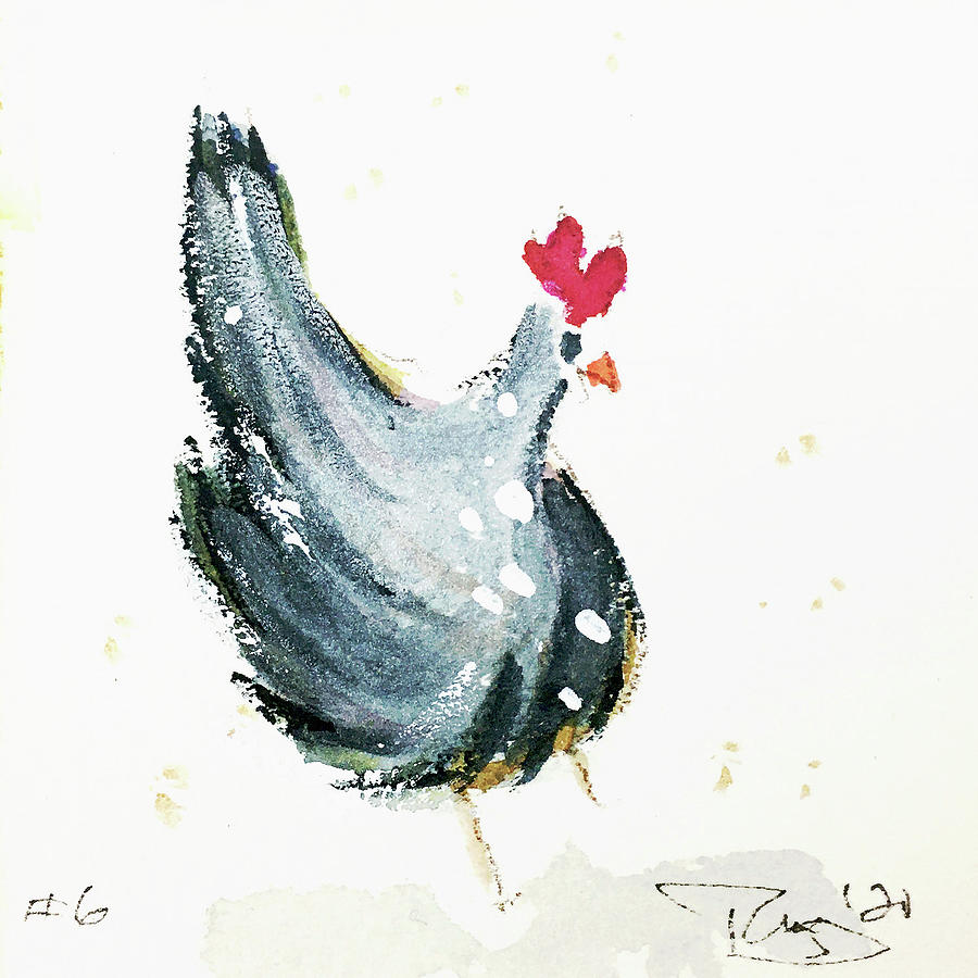 Mini Rooster 6 Painting by Roxy Rich