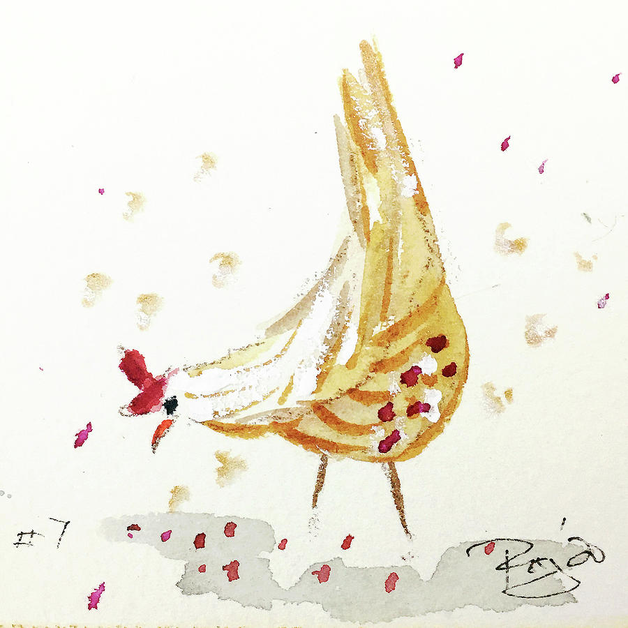 Mini Rooster 7 Painting by Roxy Rich