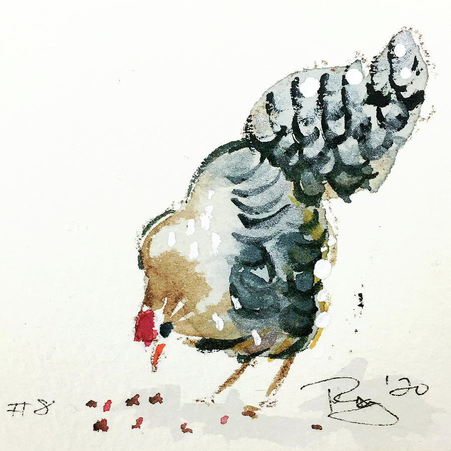 Mini Rooster 8 Painting by Roxy Rich