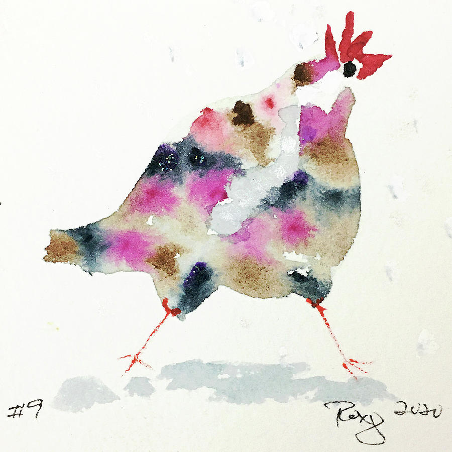 Mini Rooster 9 Painting by Roxy Rich