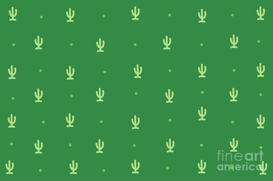 Miniature cactuses on green background Digital Art by Mendelex Photography