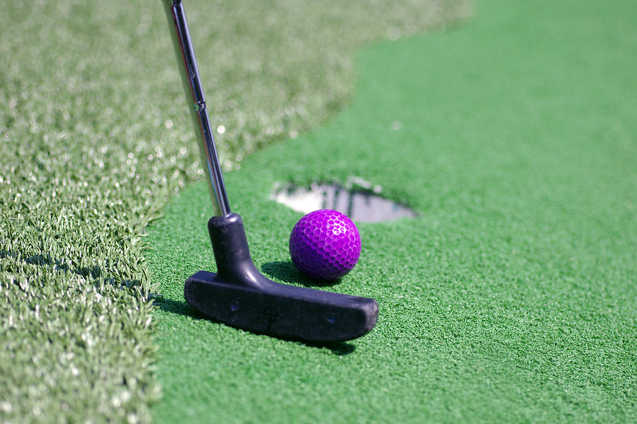 Miniature Golf, Close-Up, with Purple Golf Ball Photograph by Adrienne Bresnahan