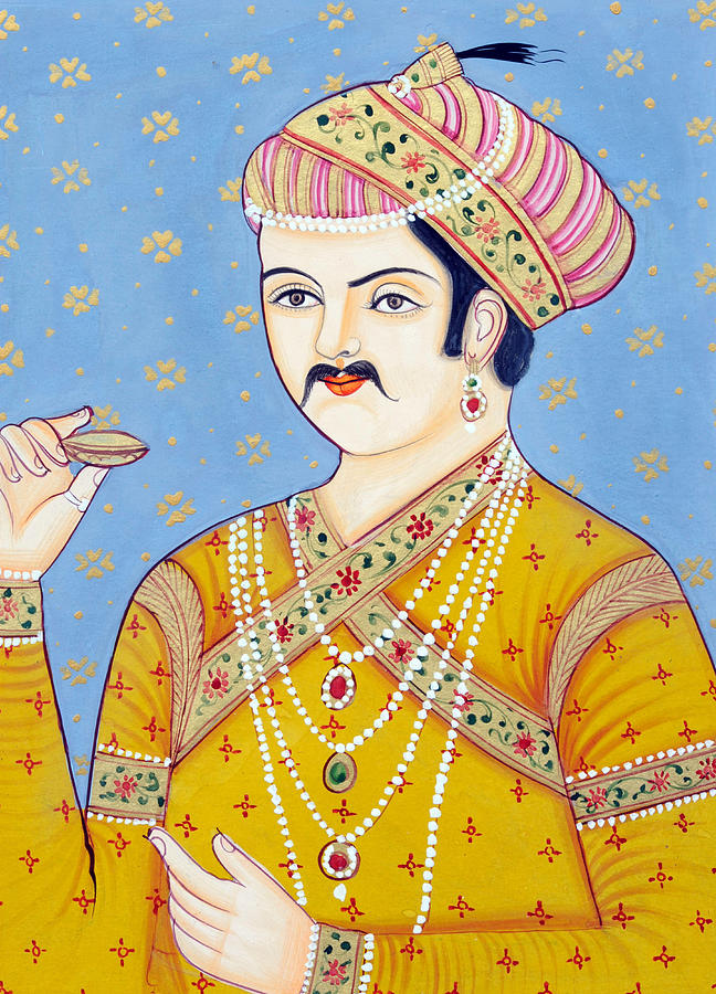 Miniature painting of Mughul Emperor Akbar, India, Asia Photograph by Dinodia Photo