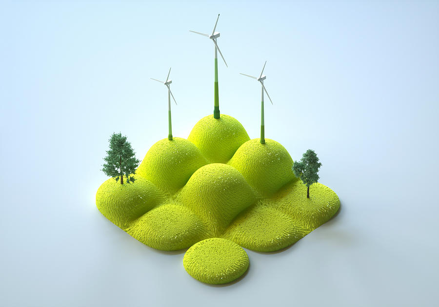 Miniature wind turbines. Photograph by Andriy Onufriyenko