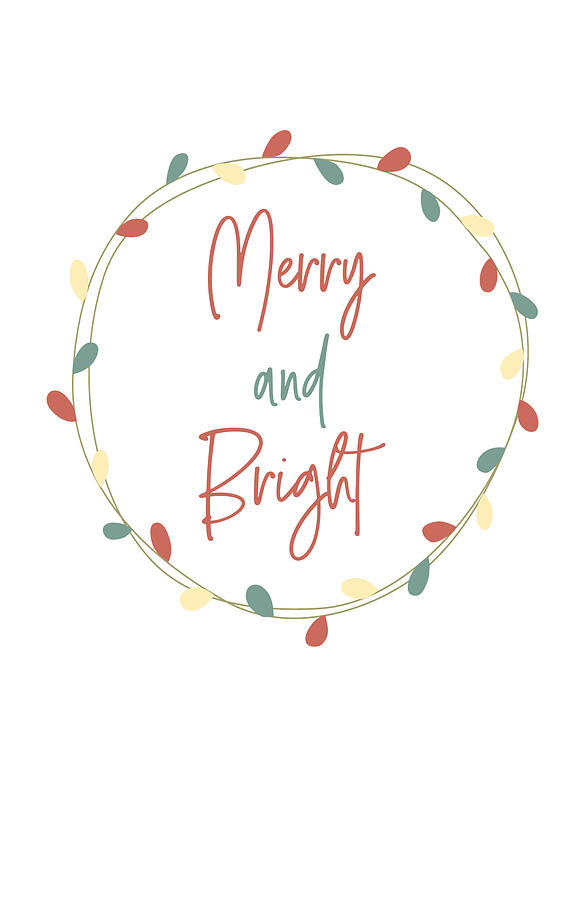 Minimal Boho Merry and Bright Digital Art by Ink Well