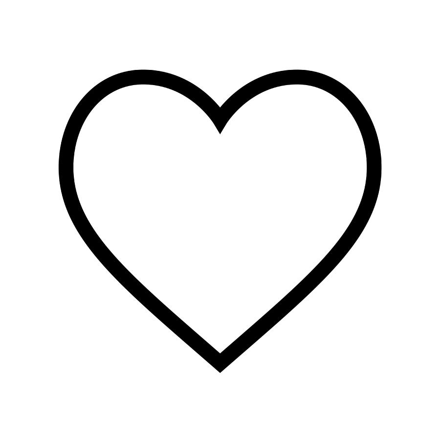 Minimal flat heart shape icon with thin black line on white background Drawing by Dimitris66