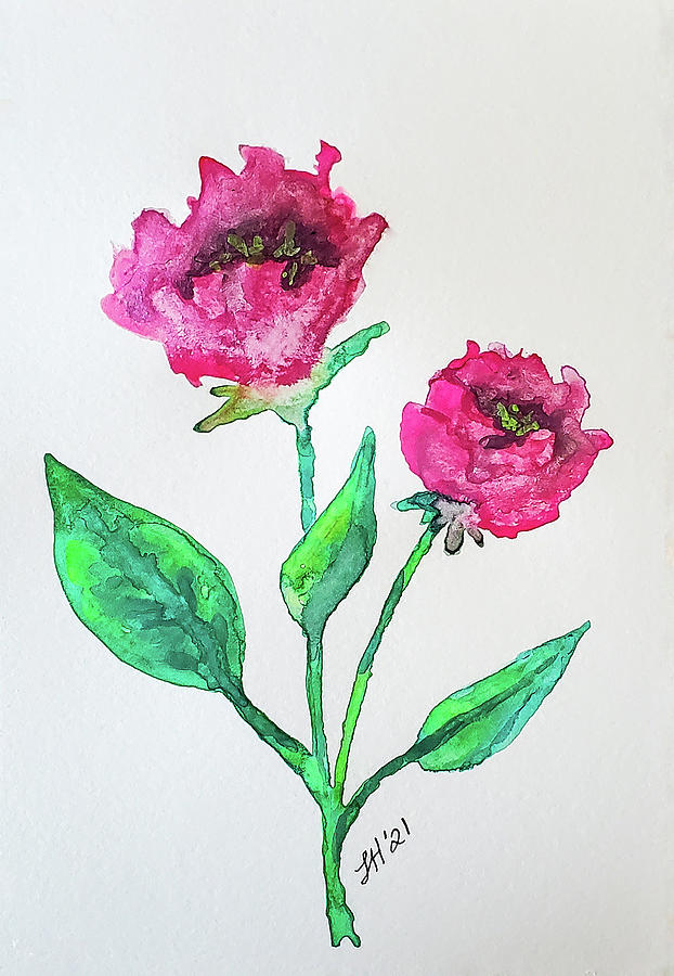 Minimal Flower Painting by Jean Haynes