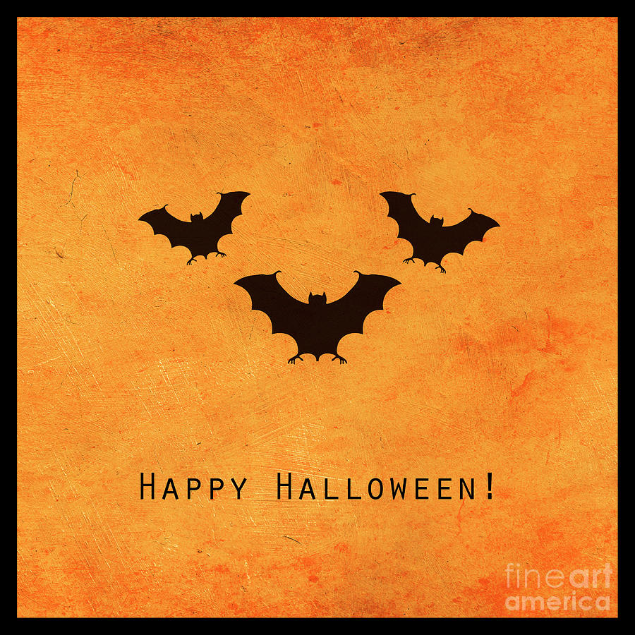 Minimal halloween design with scary bats silhouette. Scary greet Photograph by Jelena Jovanovic