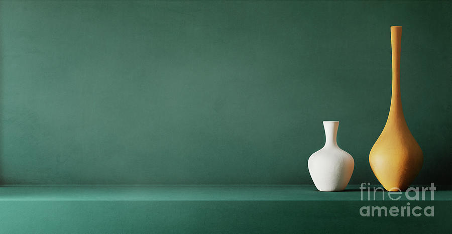 Minimal interior design with ceramic vases  Photograph by Jelena Jovanovic