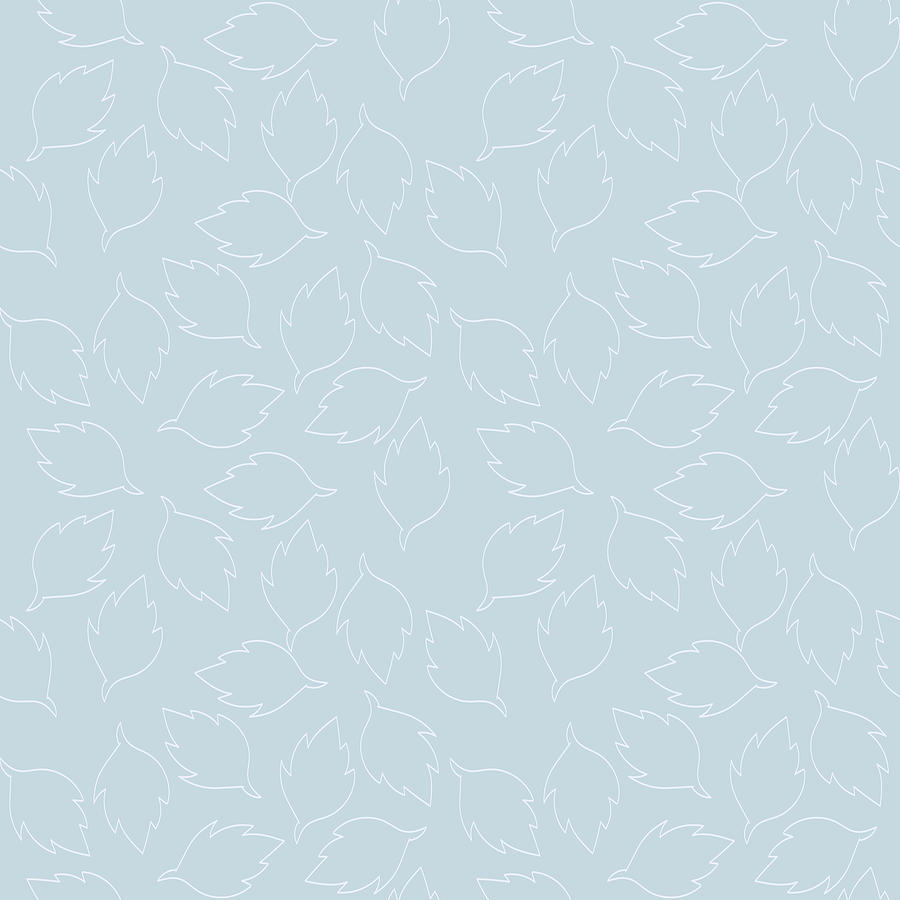 Minimal Leaf Pattern - Sky Blue Digital Art